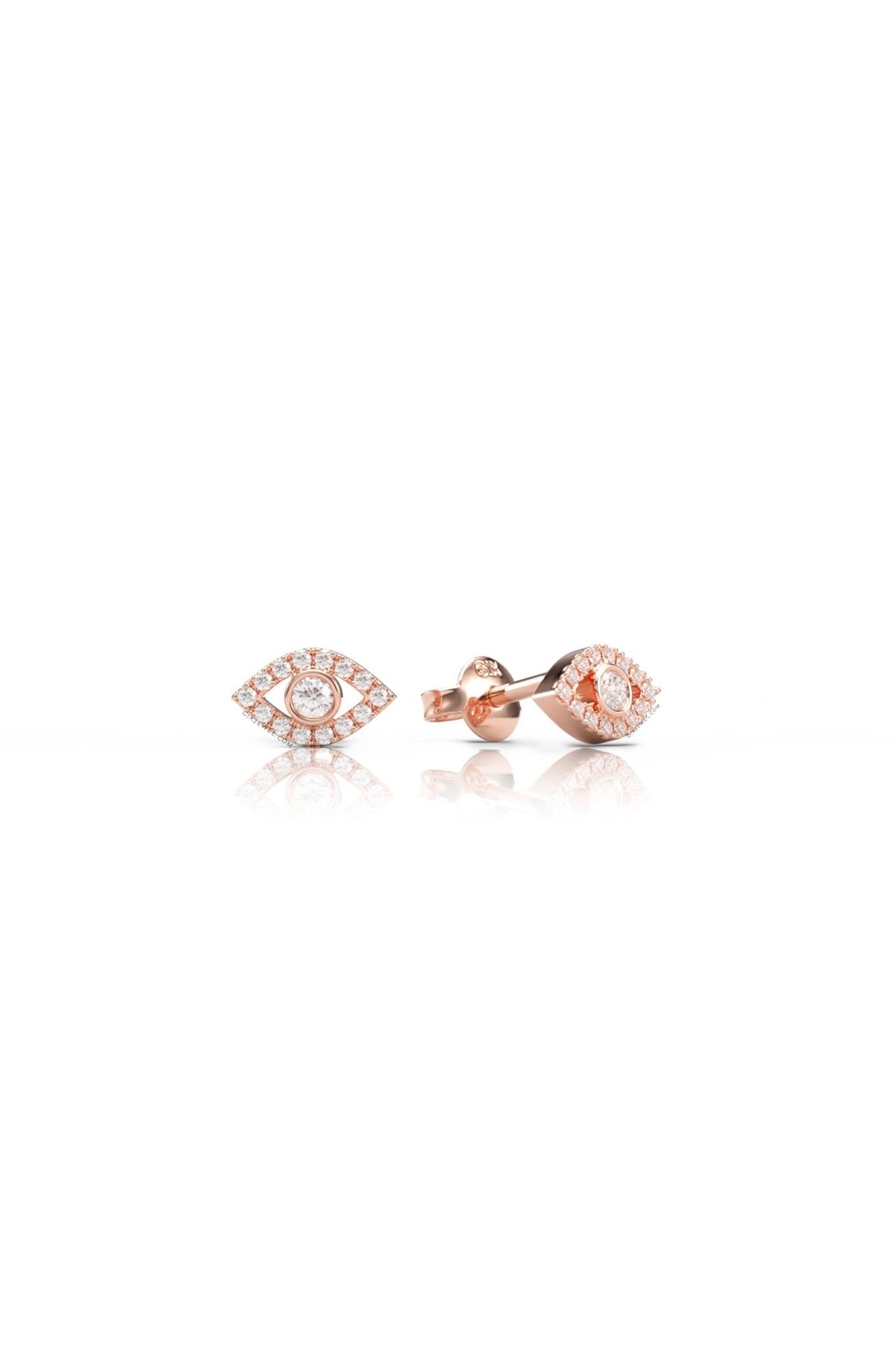  Khuyên tai nữ cá tính vàng trắng bạc ý 925 hình con mắt đính đá cao cấp Gix Jewel 