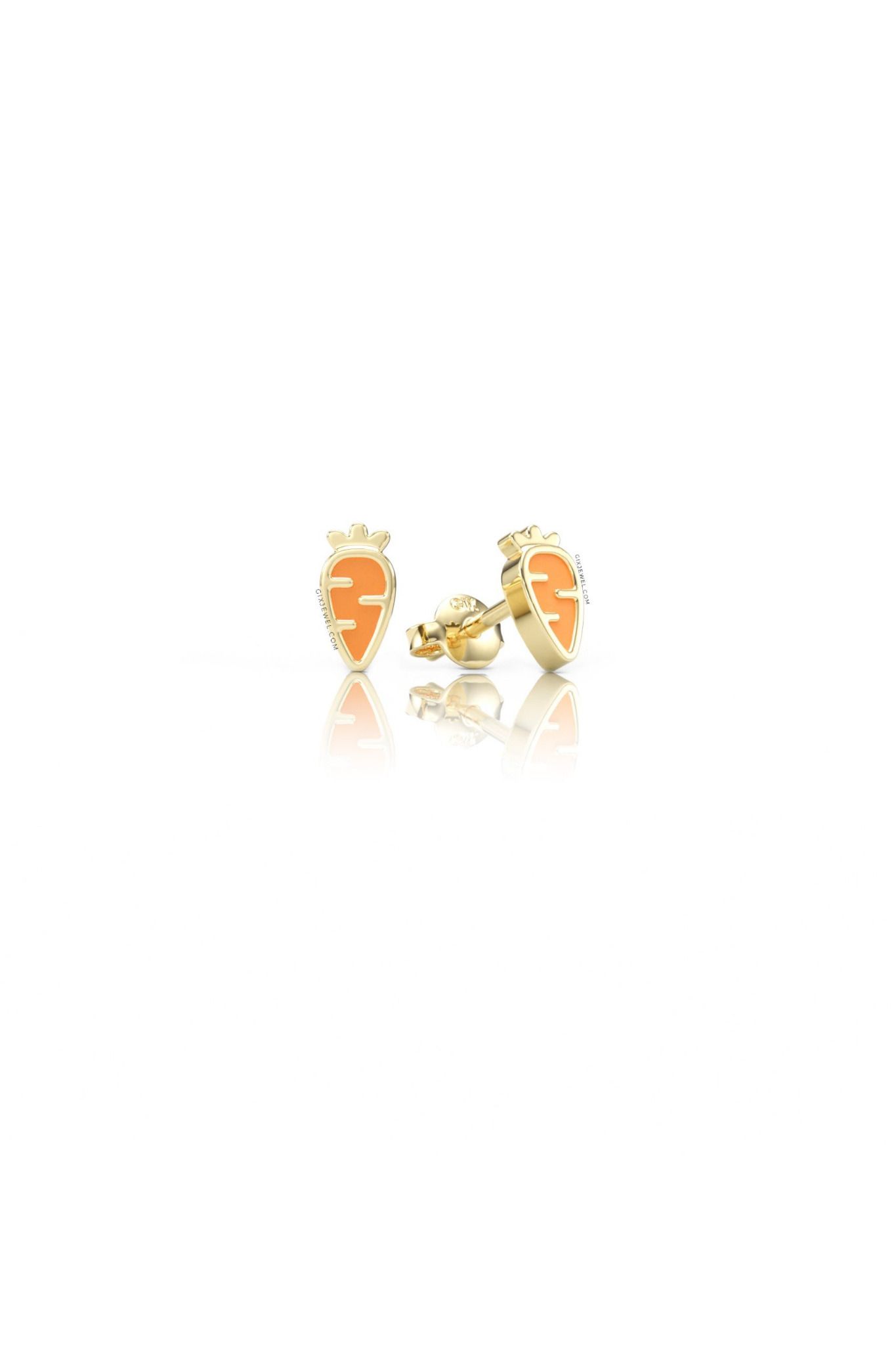  Khuyên tai cho bé vàng tây bạc ý 925 hình củ cà rốt cute Gix Jewel 