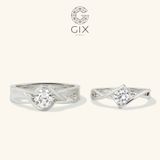  Nhẫn cưới đôi vàng trắng bạch kim đẹp lạ khắc tên đính kim cương thiên nhiên cao cấp Gix 