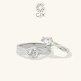  Nhẫn cưới đôi vàng trắng bạch kim đẹp lạ khắc tên đính kim cương thiên nhiên cao cấp Gix 