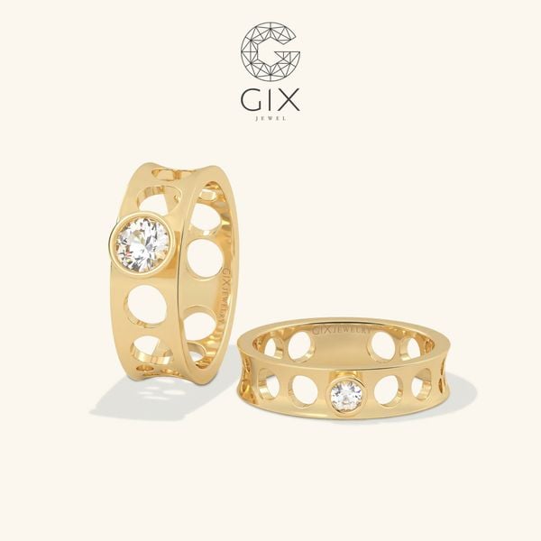 Nhẫn cưới thiết kế độc đáo vàng tây 18k đẹp rẻ nhất đính hột xoàn Gix Jewel
