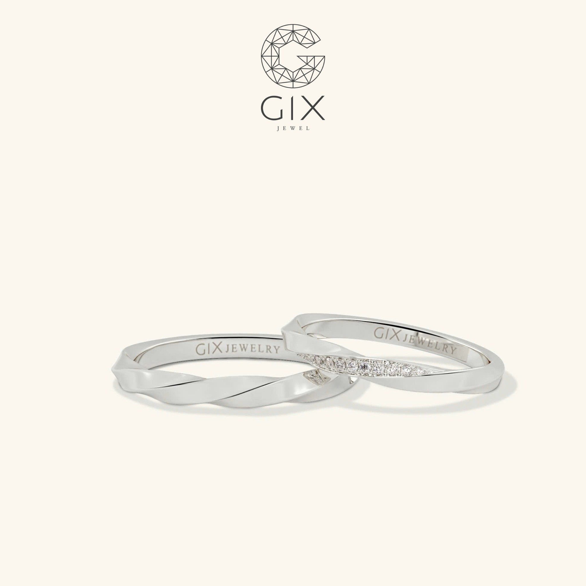  Nhẫn cưới kim cương đẹp vàng tây 18k rẻ đẹp hiện đại Gix Jewelry 