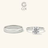  Nhẫn cưới hiện đại vàng tây bản to rẻ đẹp đính kim cương thật Gix Jewel 