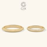  Nhẫn cưới kim cương Protect me đơn giản vàng trắng sang trọng đính full hạt khắc Gix Jewel 