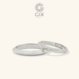 Nhẫn cưới kim cương Protect me đơn giản vàng trắng sang trọng đính full hạt khắc Gix Jewel 