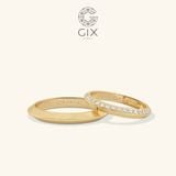  Nhẫn cưới kim cương Protect me đơn giản vàng trắng sang trọng đính full hạt khắc Gix Jewel 