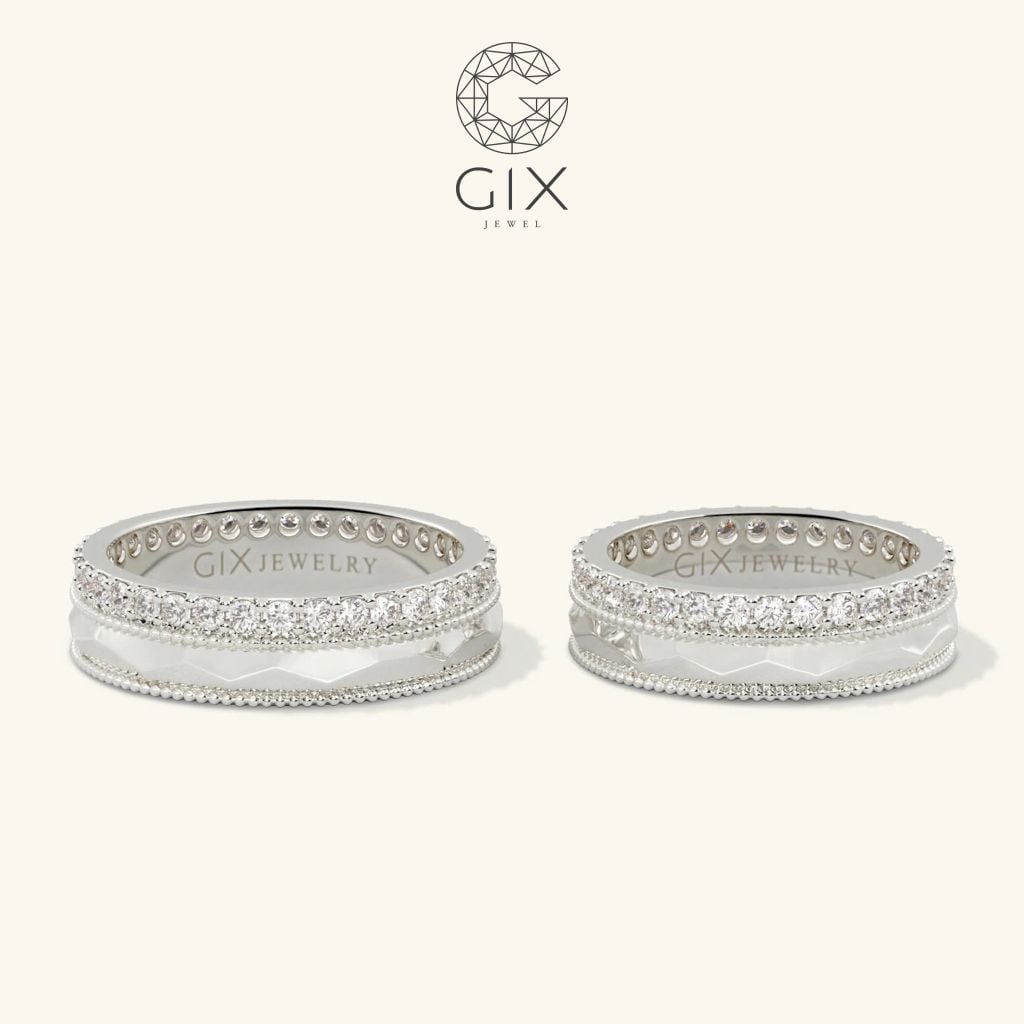  Nhẫn cưới kim cương cao cấp vàng hồng đẹp kiểu thời trang mới nhất Gix Jewel 