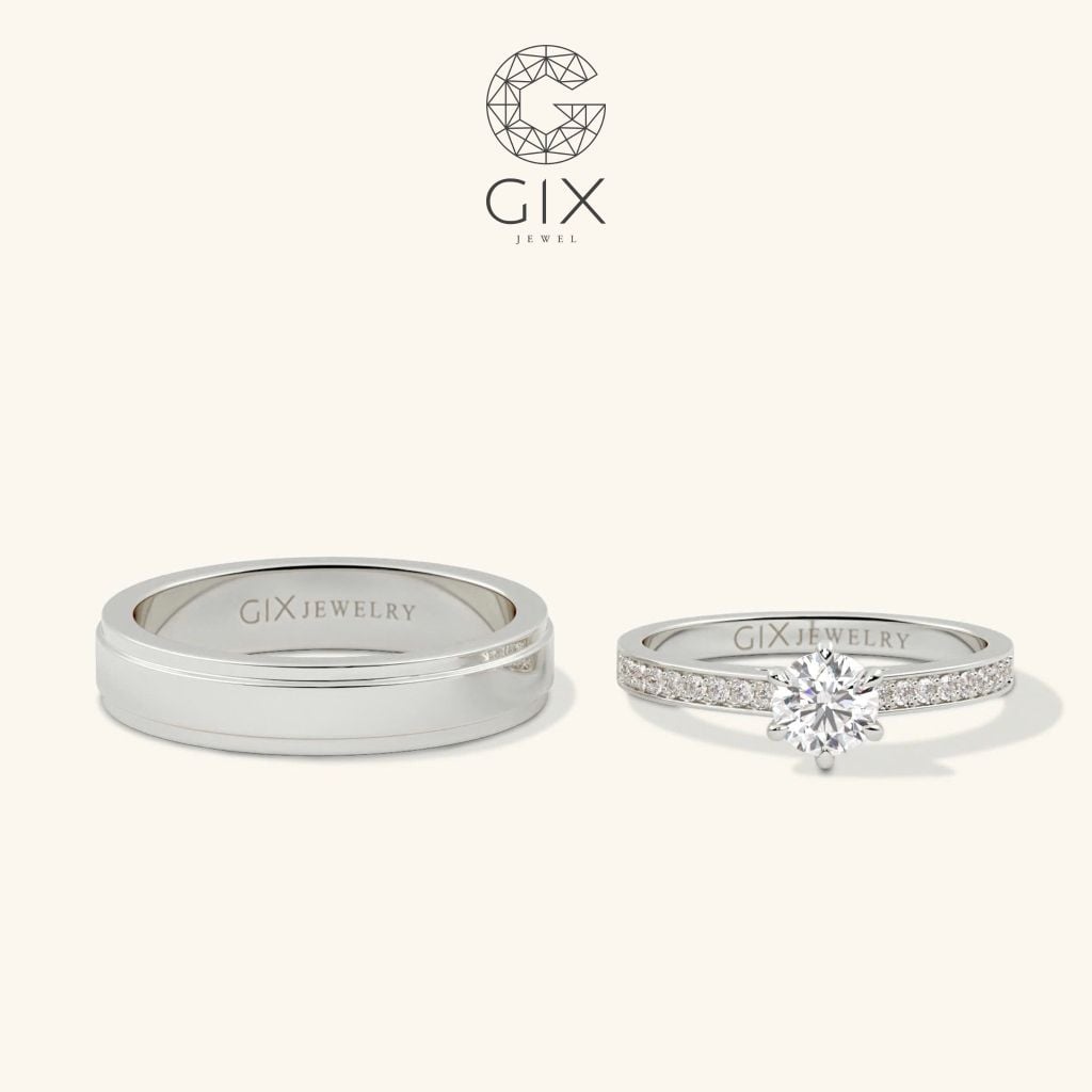  Nhẫn cưới vàng 14k Moissanite đẹp kiểu mới Gixjewel - GCR25050041 