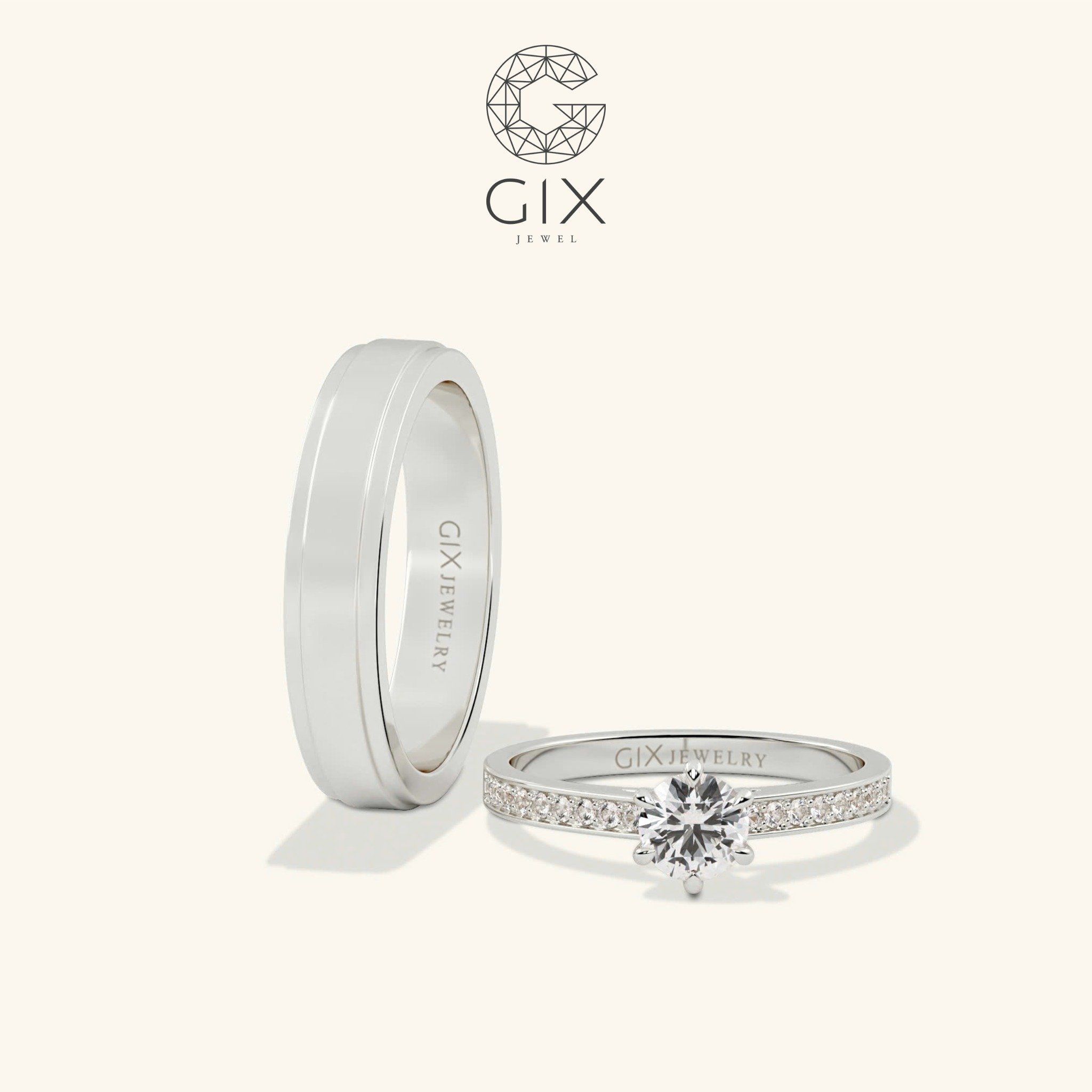  Nhẫn cưới vàng 18k Moissanite đẹp kiểu mới Gixjewel - GCR25050041 