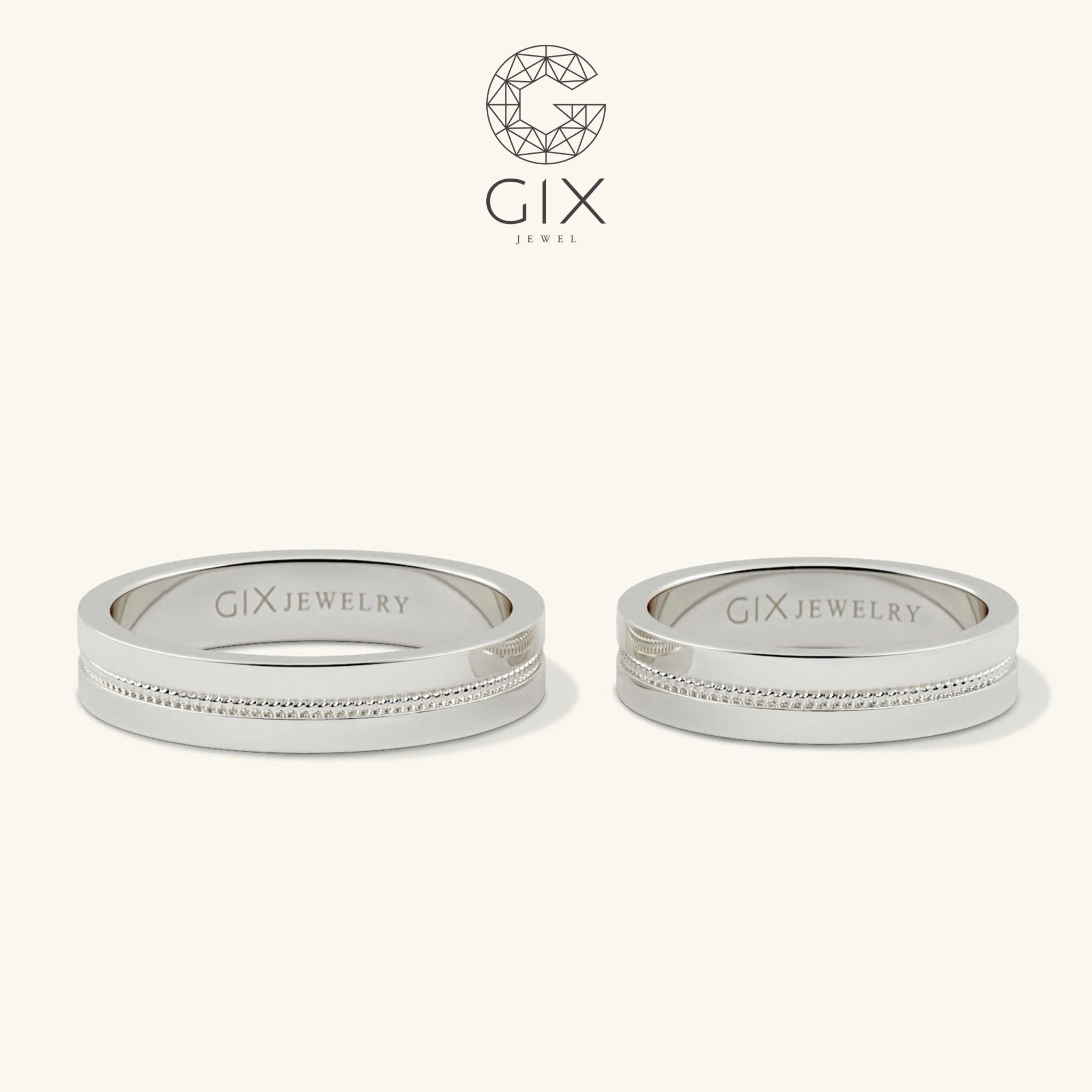  Nhẫn cặp đẹp bản to khắc hoa văn Gix - GCR25050043 