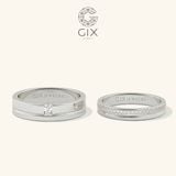  Nhẫn cặp bản vuông đính đá khắc tên Gix Jewel - GCR25050035 