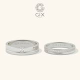  Nhẫn cưới vàng 610 bản vuông đính đá khắc tên - GCR25050035 