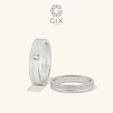  Nhẫn cưới vàng 14k bản vuông đính đá khắc tên - GCR25050035 