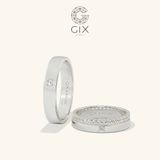  Cặp nhẫn cưới đẹp vàng 18k đơn giản ghép đôi đính kim cương thiên nhiên Gix Jewel 