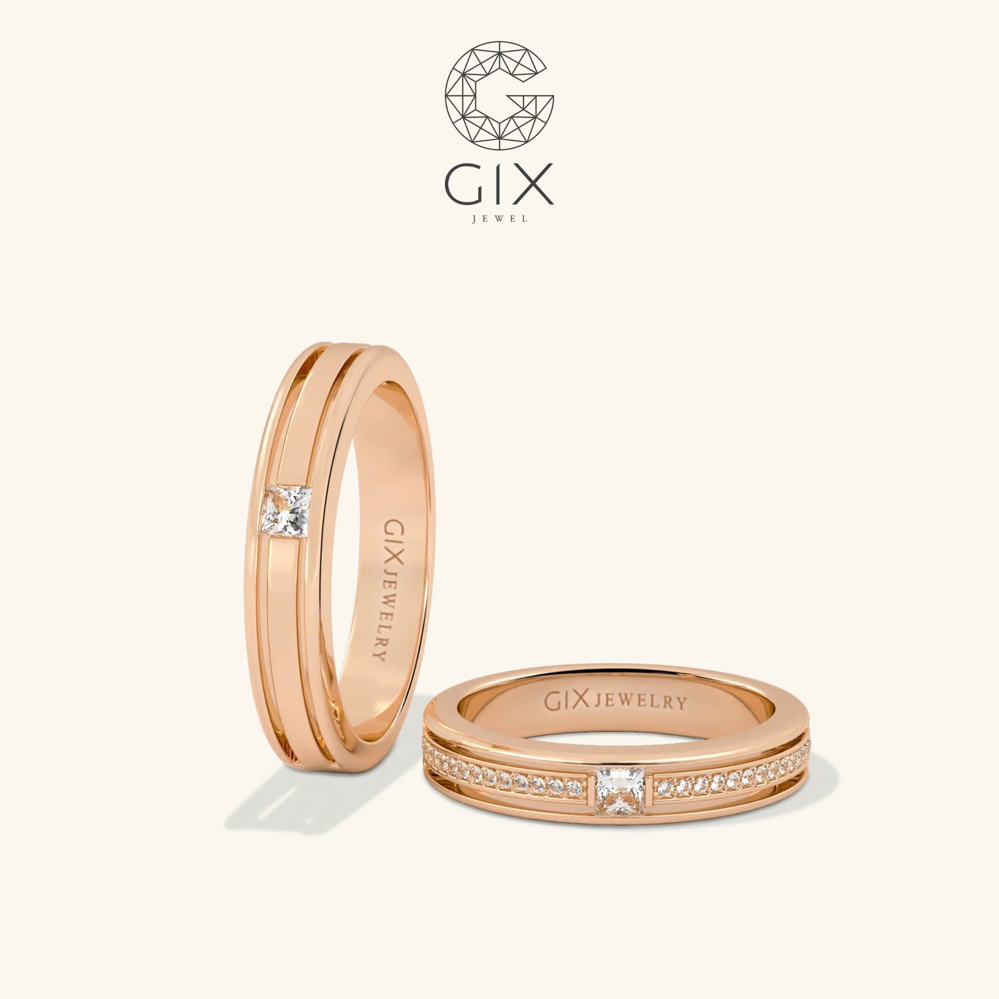  Nhẫn Cưới Đẹp Vàng 14k Gix Jewel Đính Kim Cương Cao Cấp - GCR25050029 