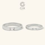  Nhẫn cưới bạc vàng 18k đơn giản sang trọng đính kim cương nhân tạo Gix Jewel 