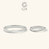  Nhẫn đôi vô cực đính đá Moissanite khắc chữ Gix - GCR25050031 