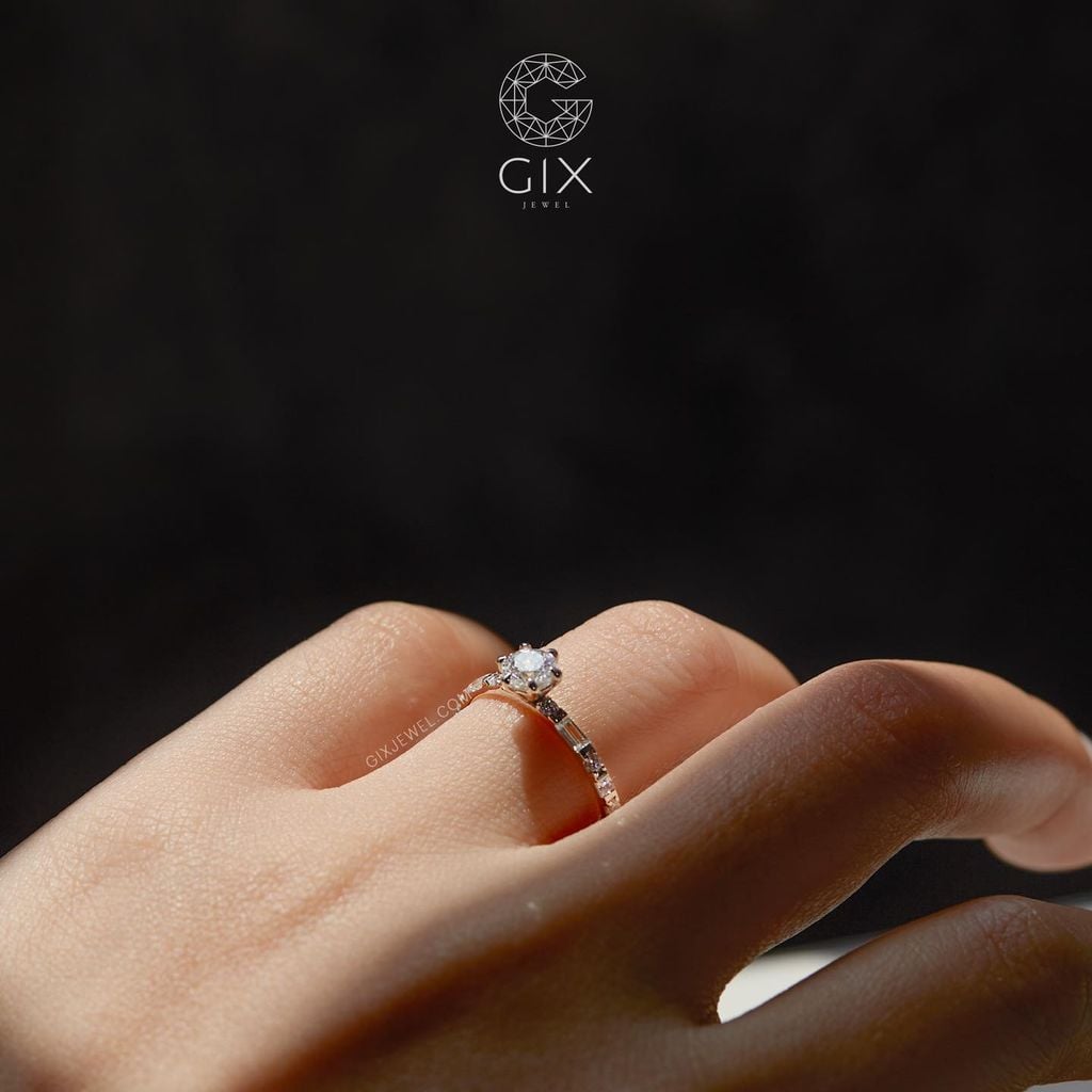 Nhẫn Kim Cương Cầu Hôn Đẹp Vàng 18K Mạ Bạc 925 Cao Cấp Gix Jewel