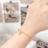  Lắc tay vàng nữ 18k bạc cao cấp mắc xích trơn gắn charm hình hoa xinh Gixjewelry 