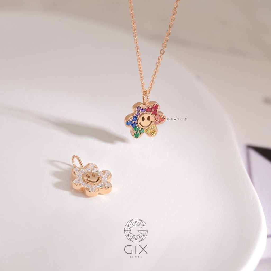 Dây Chuyền Bạc Nữ Hình Bông Hoa Đính Đá Đẹp Gix Jewel