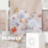  Lắc tay vàng nữ 18k bạc cao cấp mắc xích trơn gắn charm hình hoa xinh Gixjewelry 