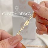  Vòng tay handmade vàng trắng đẹp mắc xích vuông gắn chữ khắc tên theo yêu cầu Gix Jewelry 
