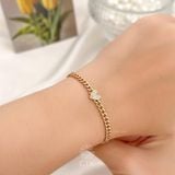  Lắc tay vàng 18k sợi khoen lật đơn giản đẹp hình trái tim đính kim cương Gix Jewel 