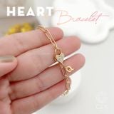 Vòng tay đôi tình yêu cho nam nữ sợi xích vàng 18k & bạc 925 gắn charm vàng trái tim và chữ Gix 