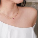  Vòng cổ may mắn hình trái tim cho nữ vàng tây đính đá quý màu đỏ Gix 