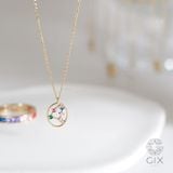  Vòng cổ bạc nữ mạ vàng 18k sợi nhuyễn hình cung hoàng đạo đính kim cương nhân tạo Gix 