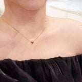  Vòng cổ may mắn hình trái tim cho nữ vàng tây đính đá quý màu đỏ Gix 