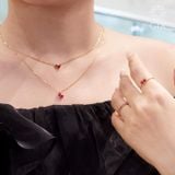  Vòng cổ may mắn hình trái tim cho nữ vàng tây đính đá quý màu đỏ Gix 