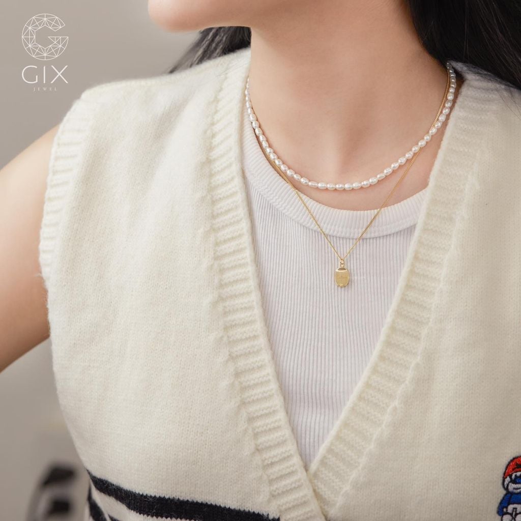 Mặt Dây Chuyền Vàng 18k Bạc Hình Oval Khắc Tên Theo Yêu Cầu Gix Jewel