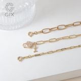  Vòng tay đôi tình yêu cho nam nữ sợi xích vàng 18k & bạc 925 gắn charm vàng trái tim và chữ Gix 