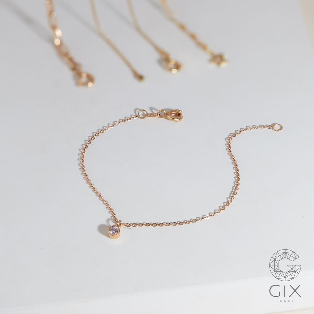  Lắc tay nữ vàng 18k bạc đơn giản sợi mảnh thời trang đính đá đẹp Gixjewel 