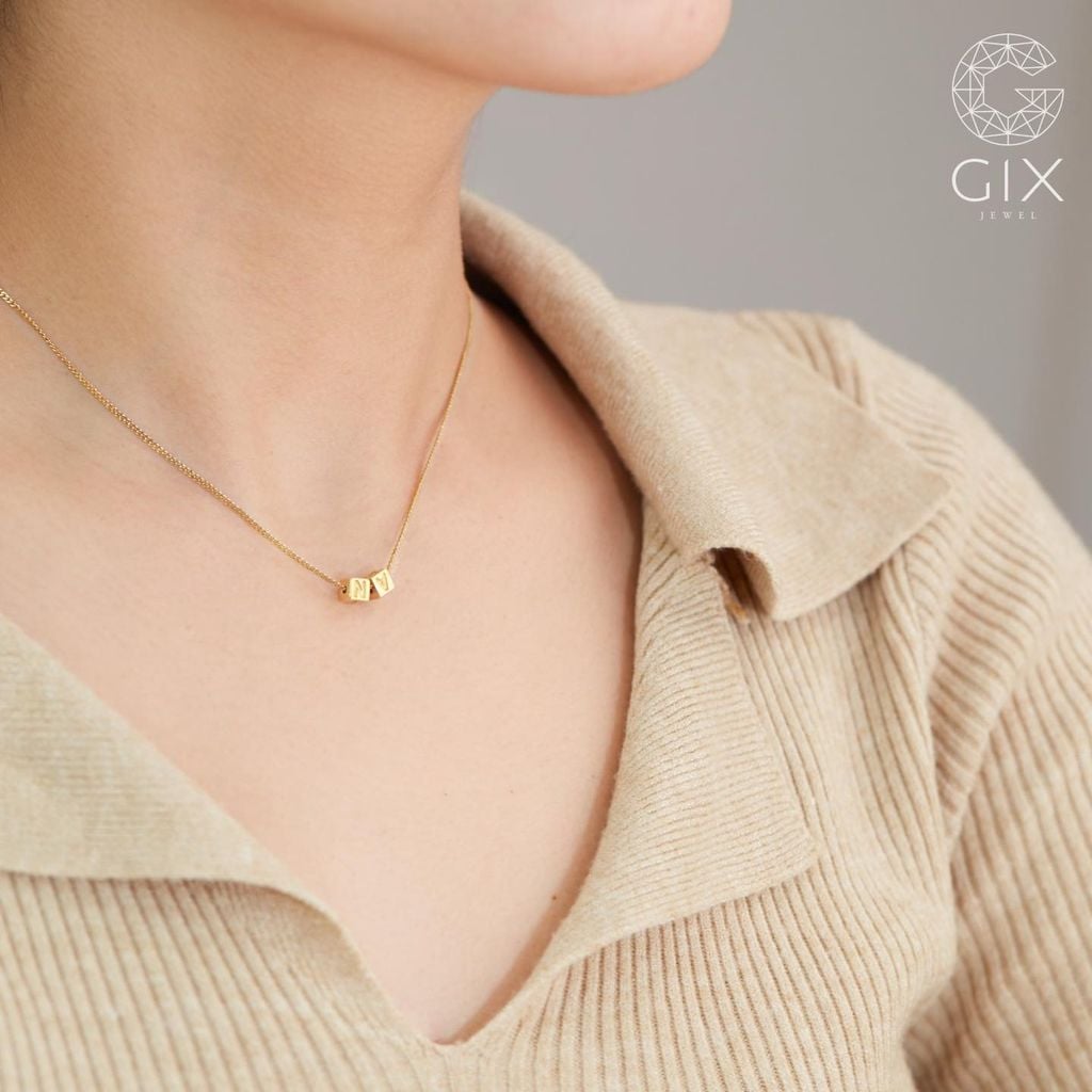  Vòng cổ nam nữ khắc tên mình vàng 18k bạc ý 925 hộp rubik kiểu mới Gix 