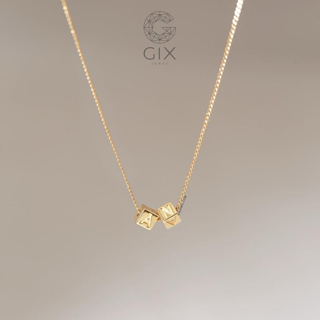  Vòng cổ nam nữ khắc tên mình vàng 18k bạc ý 925 hộp rubik kiểu mới Gix 