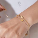  Vòng tay vàng mắc xích vuông kèm dây khoen lật hình trái tim gắn đá quý Gix Jewel 