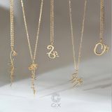  Vòng cổ mặt chữ vàng 18k bạc cao cấp khắc tên cho nữ đính kèm hình hoa Chuông Tuyết tháng 1 Gix 