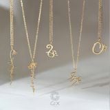  Dây chuyền vàng khắc tên chữ cái dây chữ cong cho nữ - Hoa Cúc Daisy tháng 4 GixJewelry 