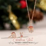  Dây chuyền vàng nữ 18k sợi nhuyễn hình giáng sinh đính đá kiểu thời trang Gixjewelry 