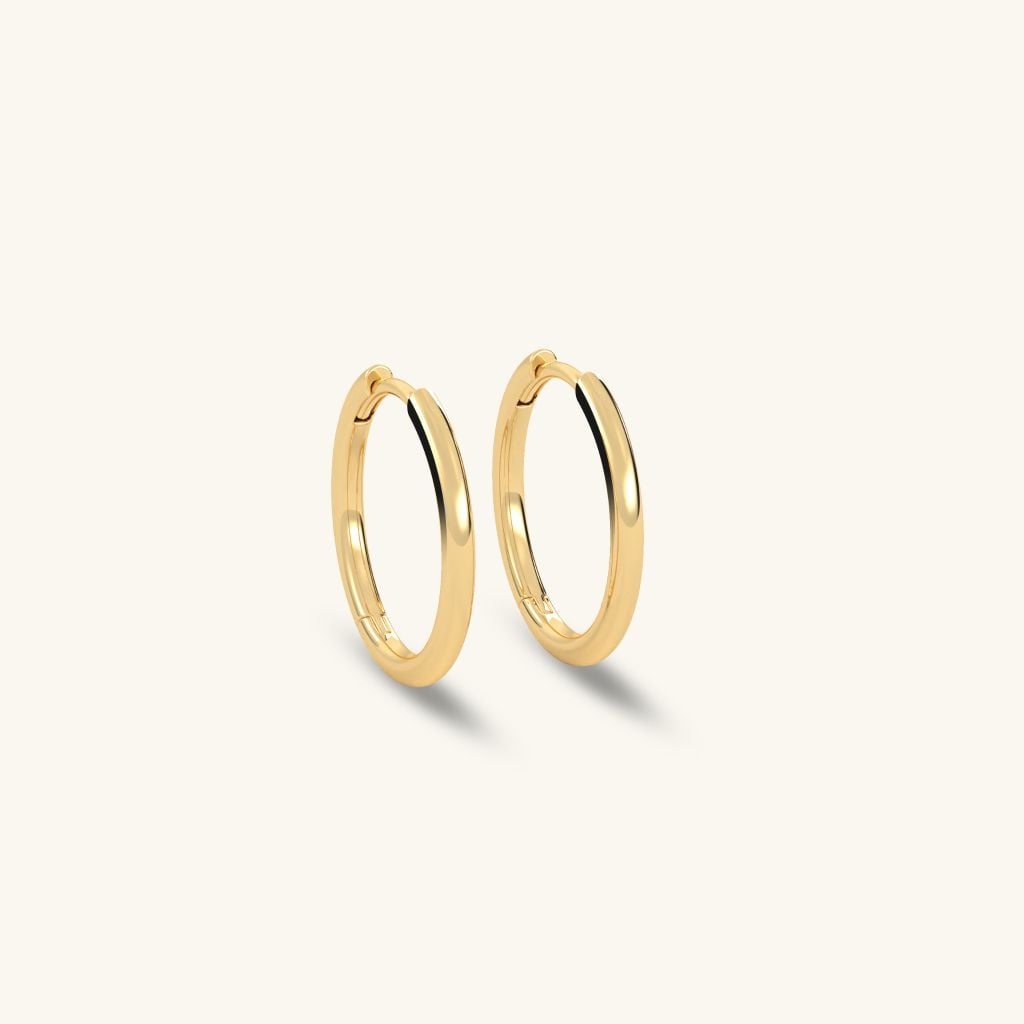  Bông tai tròn nhỏ 13mm vàng 18k đơn giản bạc 925 cho nữ đeo dự tiệc Gixjewel 