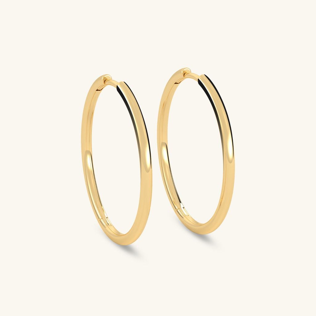  Khuyên tai bạc tròn to vàng tây 20mm trơn đơn giản đeo cá tính cho nữ Gix Jewelry 