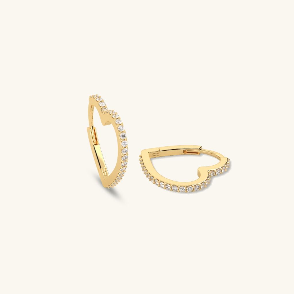  Bông tai 18k khoen tròn tòn ten đẹp hình trái tim dáng dài cho nữ sang trọng Gix 