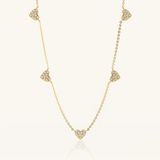  Dây chuyền kim cương vàng tây chữ cong 18k hình trái tim sợi mảnh đẹp GixJewelry 