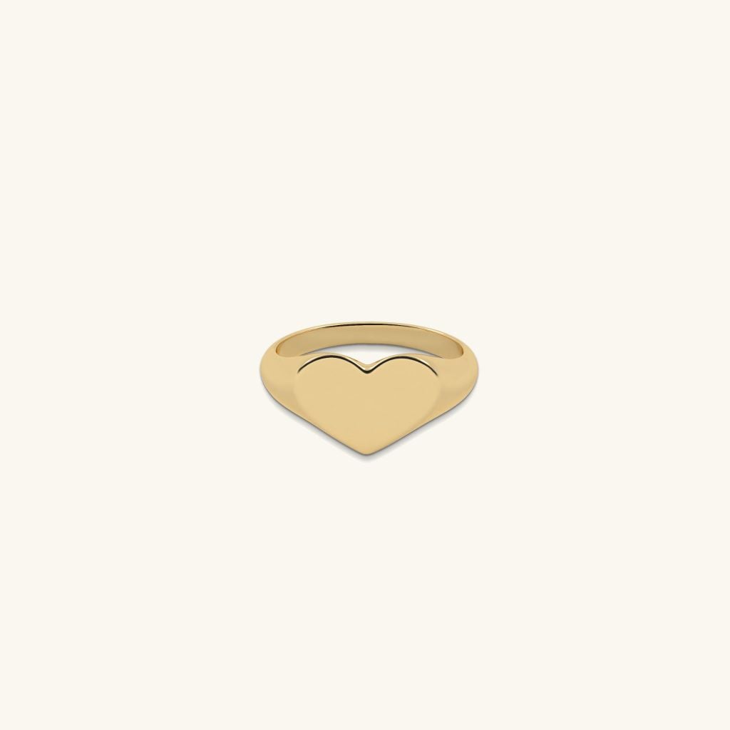 Nhẫn Signet Ring Nữ Bạc Đẹp Mạ Vàng 18k Hình Trái Tim Gix Jewel