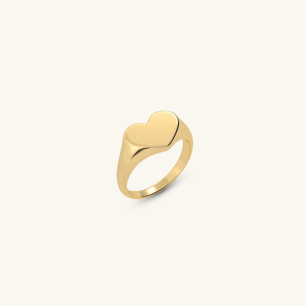 Nhẫn Signet Ring Nữ Bạc Đẹp Mạ Vàng 18k Hình Trái Tim Gix Jewel