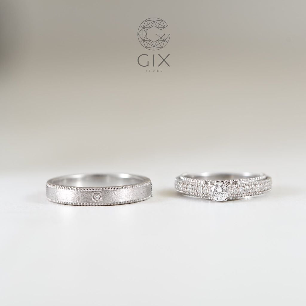  Nhẫn cưới Hàn Quốc đẹp kim cương vàng trắng 14k Eternity Gix Jewelry 