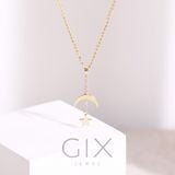  Dây chuyền vàng trắng ý 18k hình sao trăng mắt xích mỏng kiểu mới Hàn Quốc Gix 