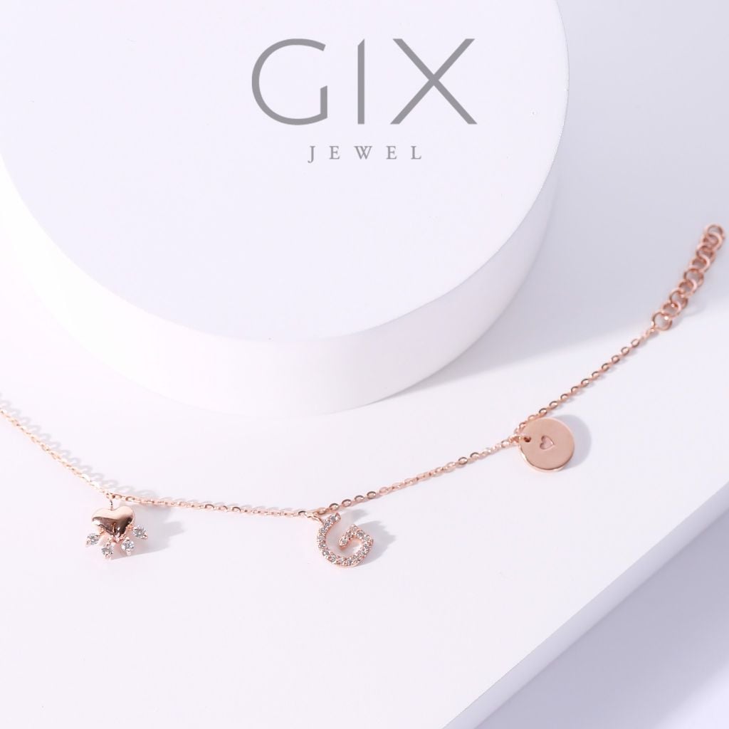 Lắc tay bạc mạ vàng nữ s925 đính đá gắn charm tuỳ chọn Gix Jewel